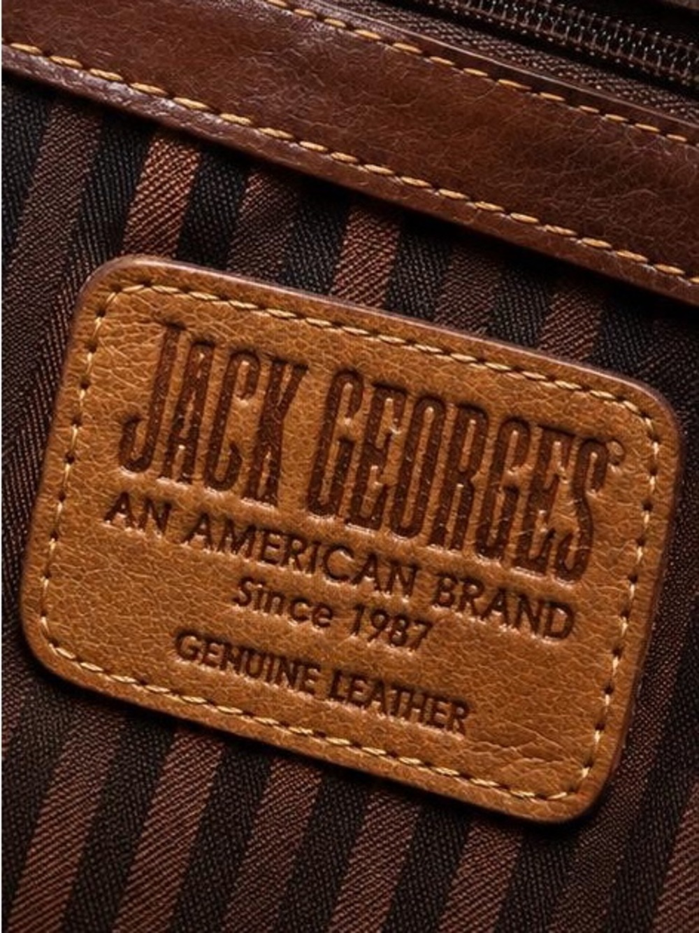 Jack Georges Brown Leather Shoulder Bag with Front Buckle Detail - Picture 2 of 8